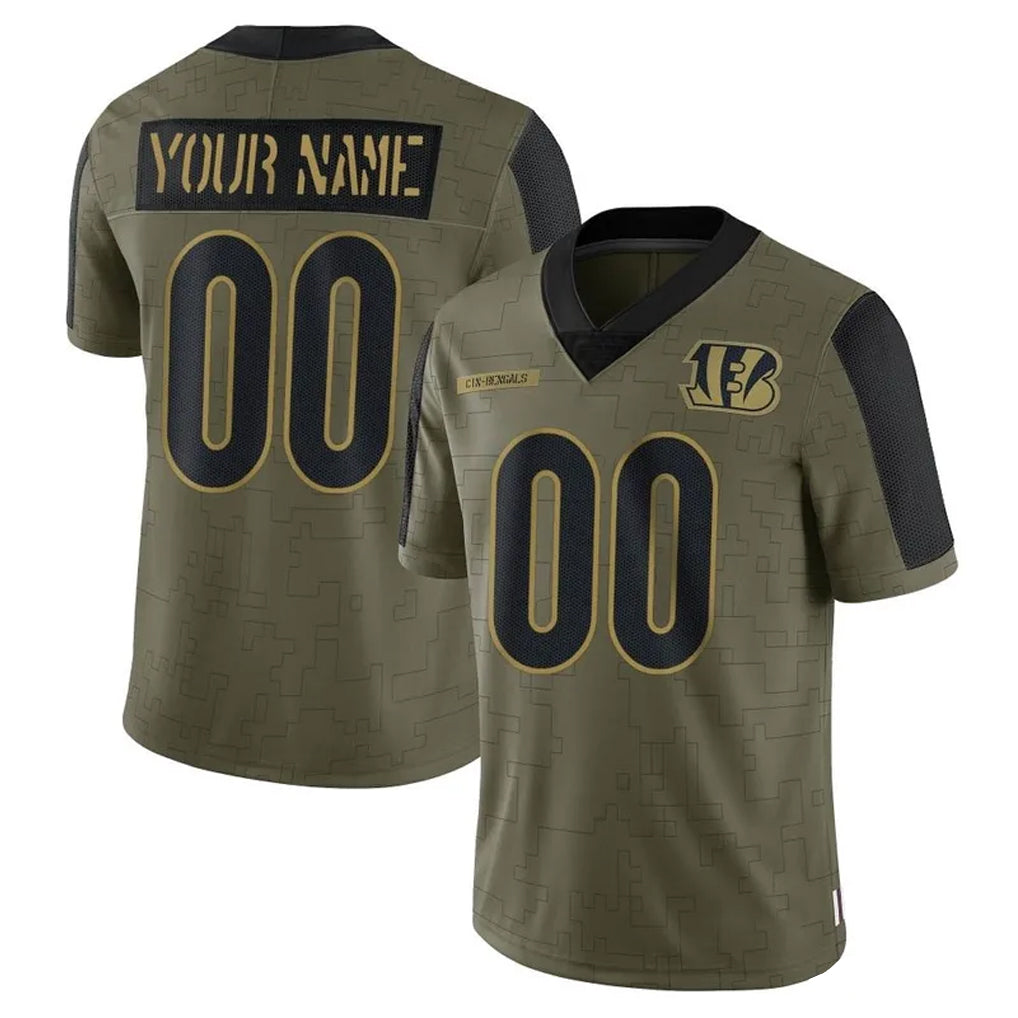 Custom C.Bengals Olive Salute to Service Game Any Name & Numbers Ndoa Stitched Jerseys