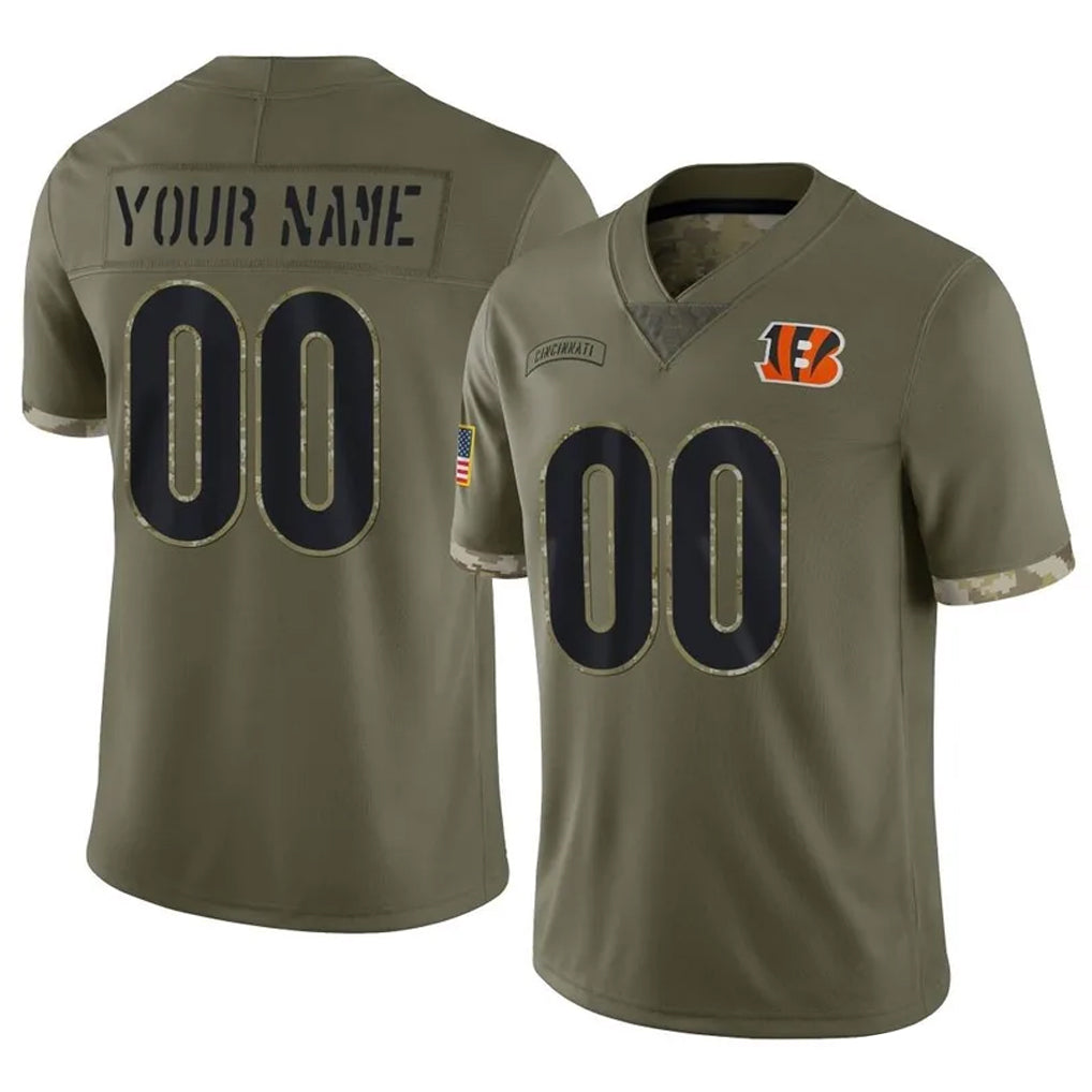 Custom C.Bengals Olive Salute to Service Limited Game Any Name & Numbers Ndoa Stitched Jerseys