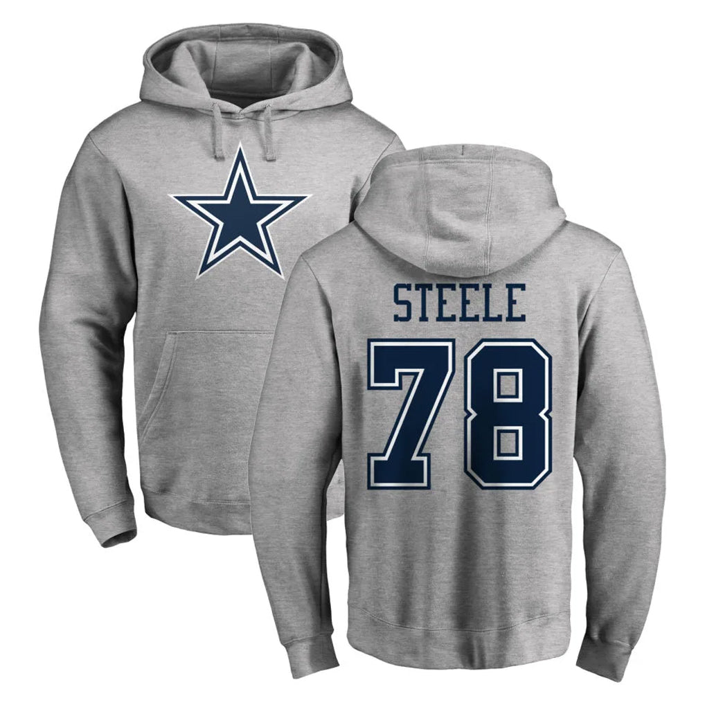 D.Cowboys #78 Terence Steele Player Gray LOGO Pullover Hoodie Limited Ndoa Stitched Jerseys