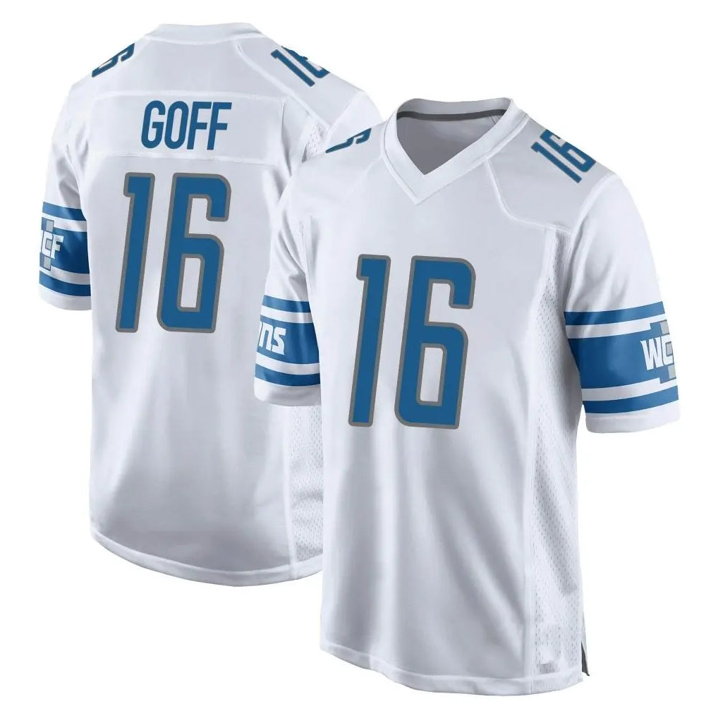 D.Lions #16 Jared Goff Player White Home Game Ndoa Stitched Jerseys