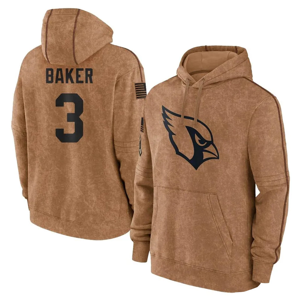 A.Cardinals #3 Budda Baker Player Brown Salute To Service Limited Hoodies Ndoa Stitched Jerseys