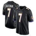 B.Ravens #7 Rashod Bateman Player Black Home Game Ndoa Stitched Jerseys