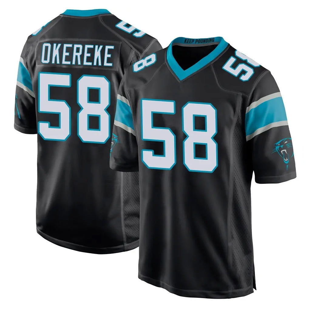 C.Panthers #58 Bobby Okereke Player Black Home Game Ndoa Stitched Jerseys