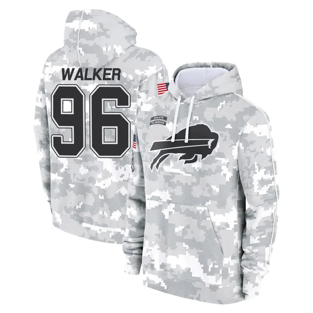 B.Bills #96 Deone Walker Player Arctic Camo Salute to Service Hoodies Ndoa Stitched Jerseys