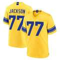 LA.Rams #77 Alaric Jackson Player Gold Classic Sol Home Game Ndoa Stitched Jerseys