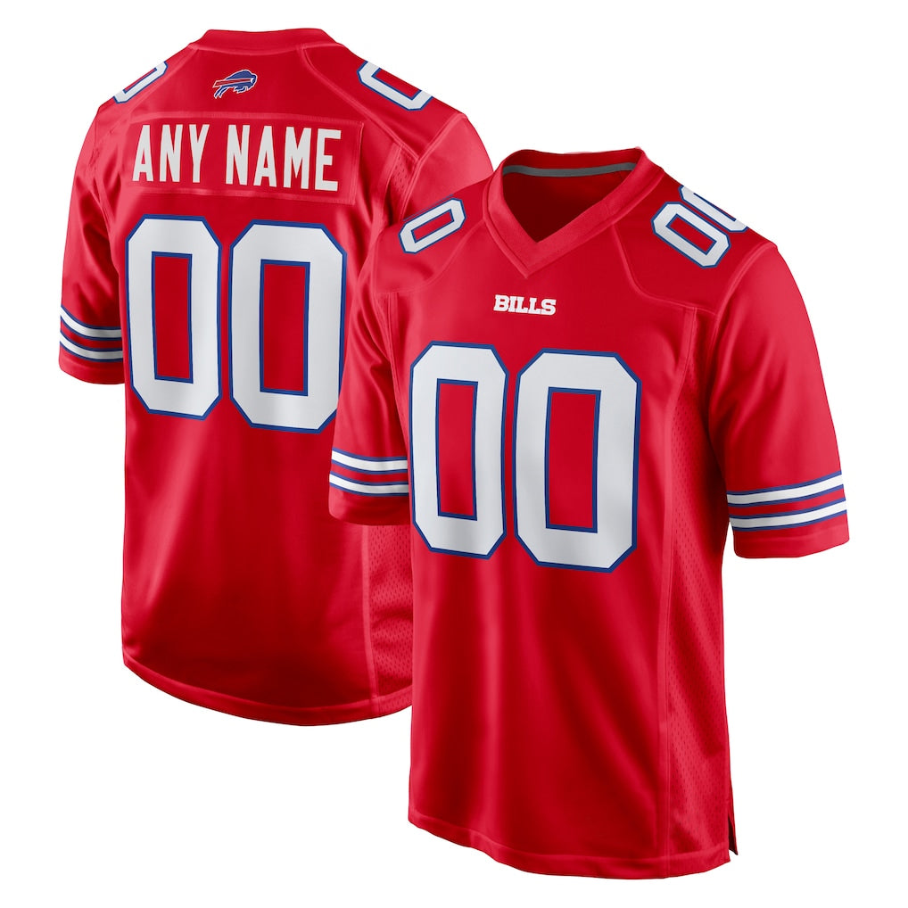 Custom B.Bills Red Home Game Any Name & Numbers Ndoa Stitched Jerseys