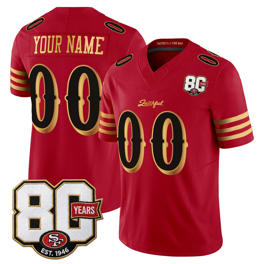 Custom SF.49ers Red Limited 80th Rivalries Collection Home Game Any Name & Numbers Ndoa Stitched Jerseys
