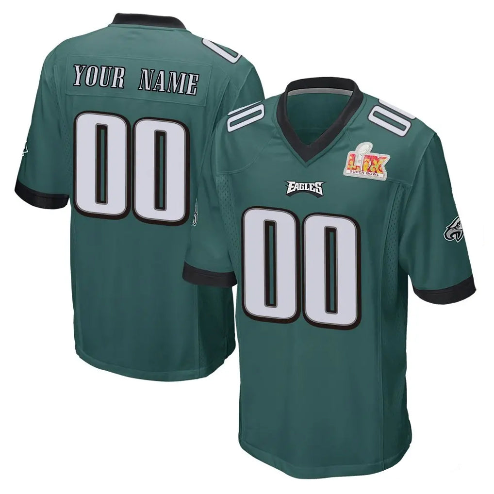 Custom P.Eagles Team Color Green Super Bowl LIX Home Game Any Name & Numbers Ndoa Stitched Jerseys