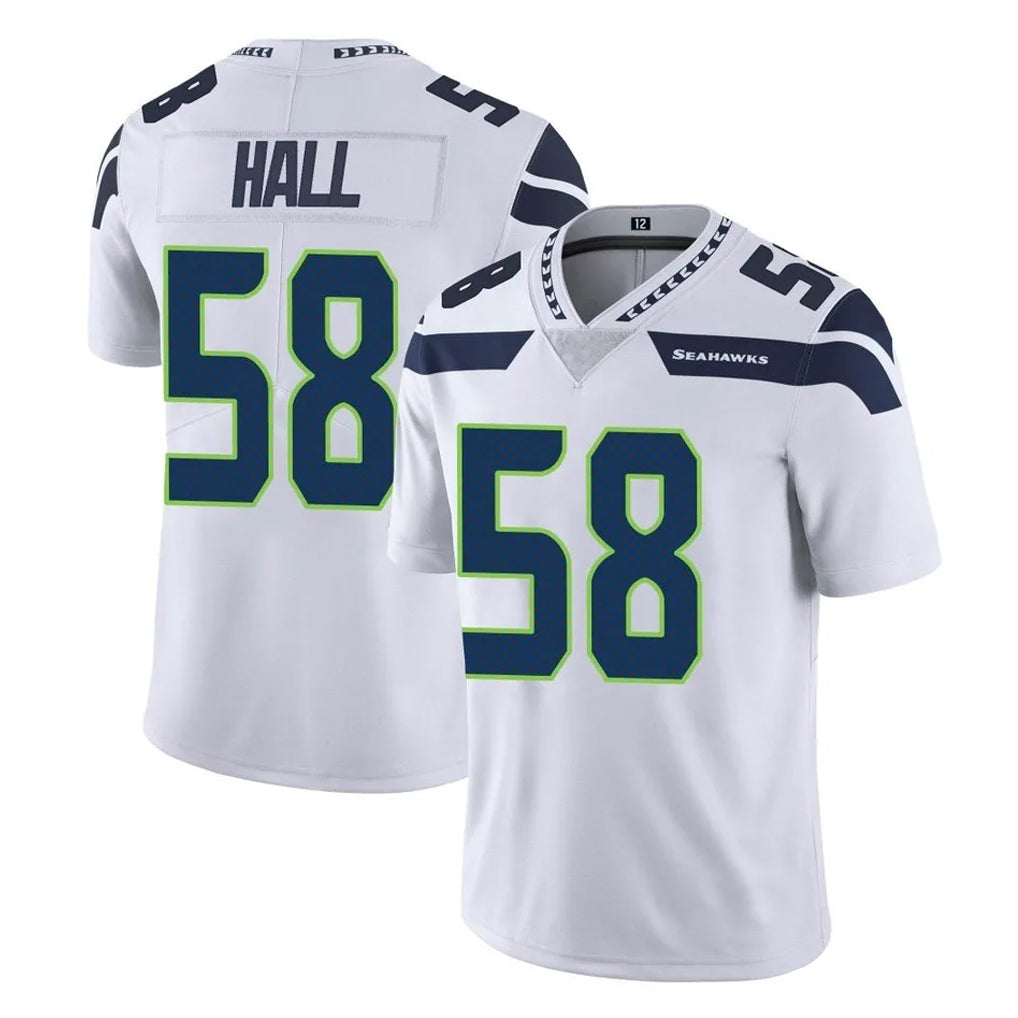 S.Seahawks #58 Derick Hall Player White Limited Vapor Untouchable Home Game Ndoa Stitched Jerseys