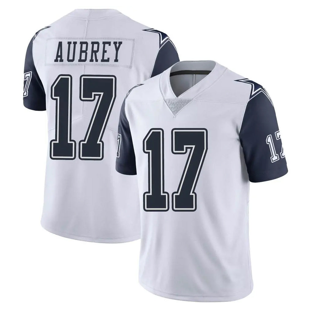 D.Cowboys #17 Brandon Aubrey Player White-Navy Limited Color Rush Vapor Untouchable Home Game Ndoa Stitched Jerseys