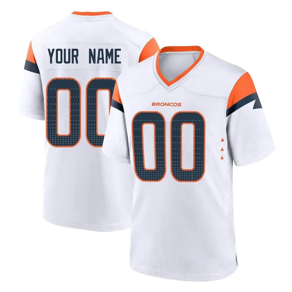 Custom D.Broncos White Home Game Any Name & Numbers Ndoa Stitched Jerseys