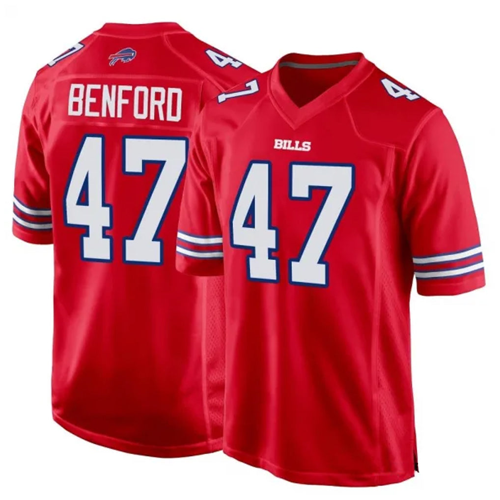 B.Bills #47 Christian Benford Player Red Home Game Ndoa Stitched Jerseys