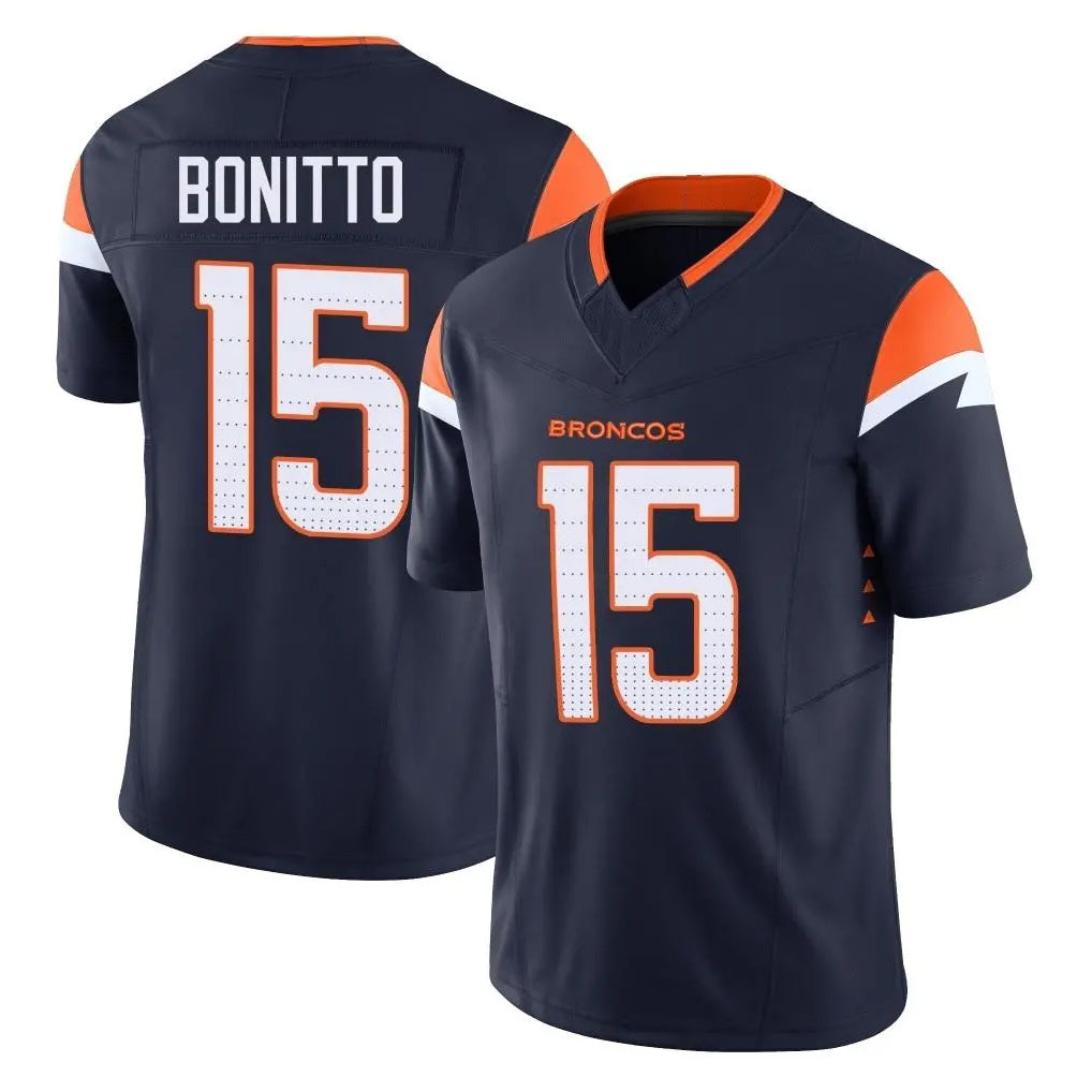 D.Broncos #15 Nik Bonitto Player Navy Limited Vapor F.U.S.E. Home Game Ndoa Stitched Jerseys