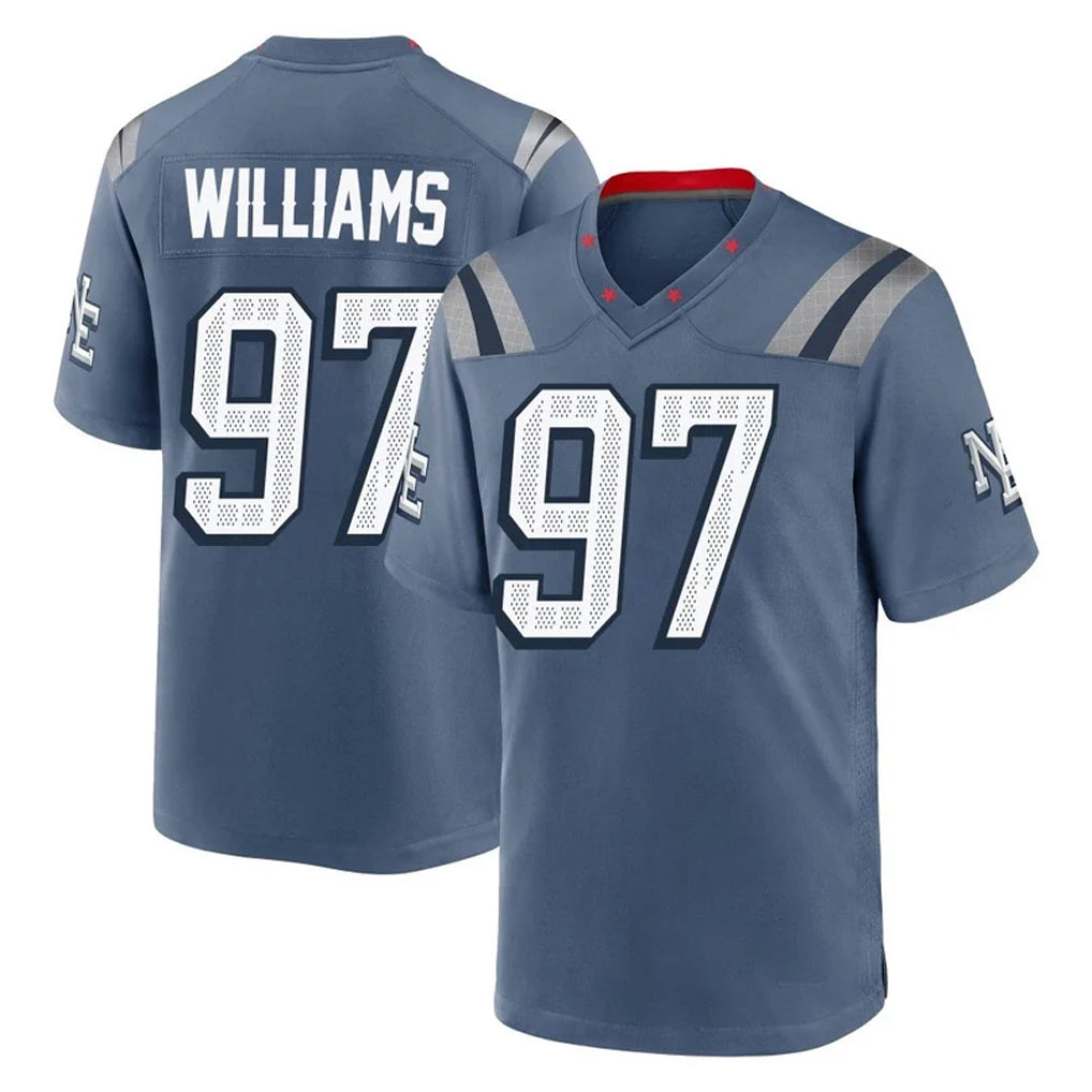 NE.Patriots #97 Milton Williams Player Blue Rivalries Collection Home Game Ndoa Stitched Jerseys