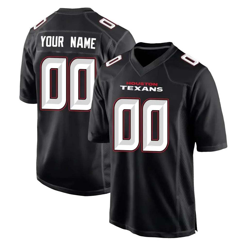 Custom H.Texans Carbon Black Fashion Home Game Any Name & Numbers Ndoa Stitched Jerseys