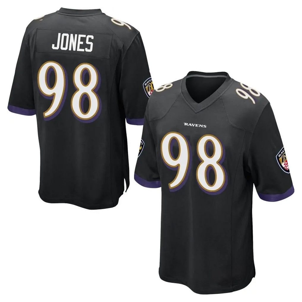 B.Ravens #98 Travis Jones Player Black Home Game Ndoa Stitched Jerseys