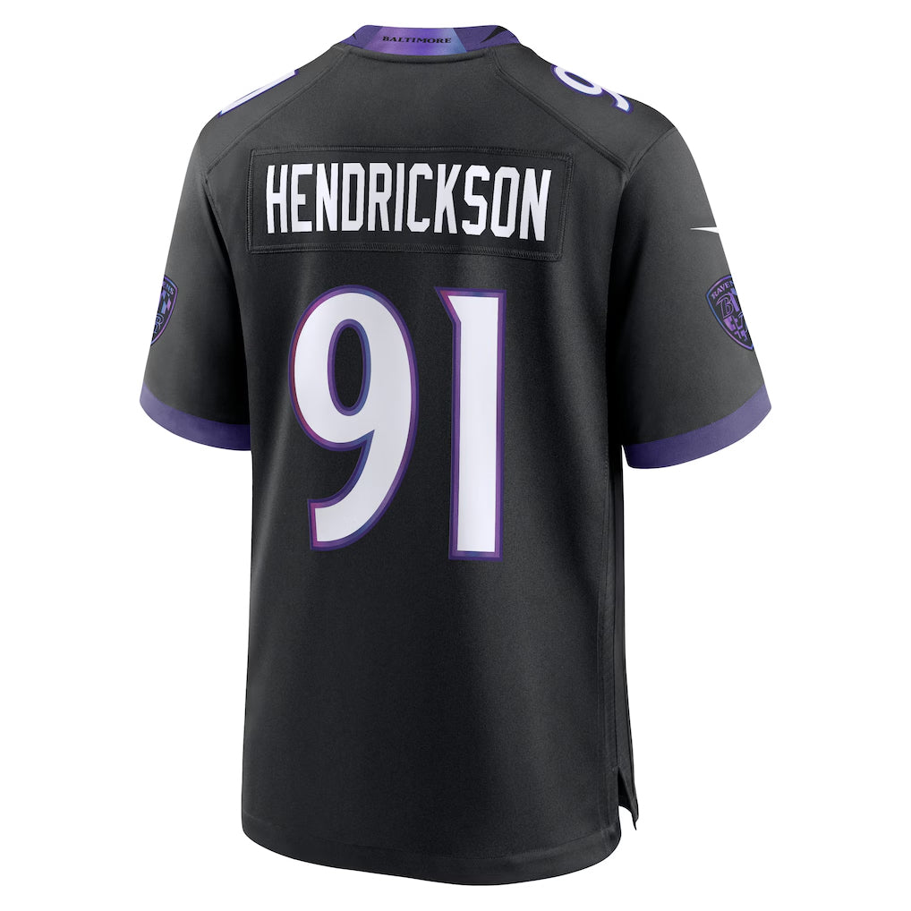 B.Ravens #91 Trey Hendrickson Player Black Home Game Ndoa Stitched Jerseys