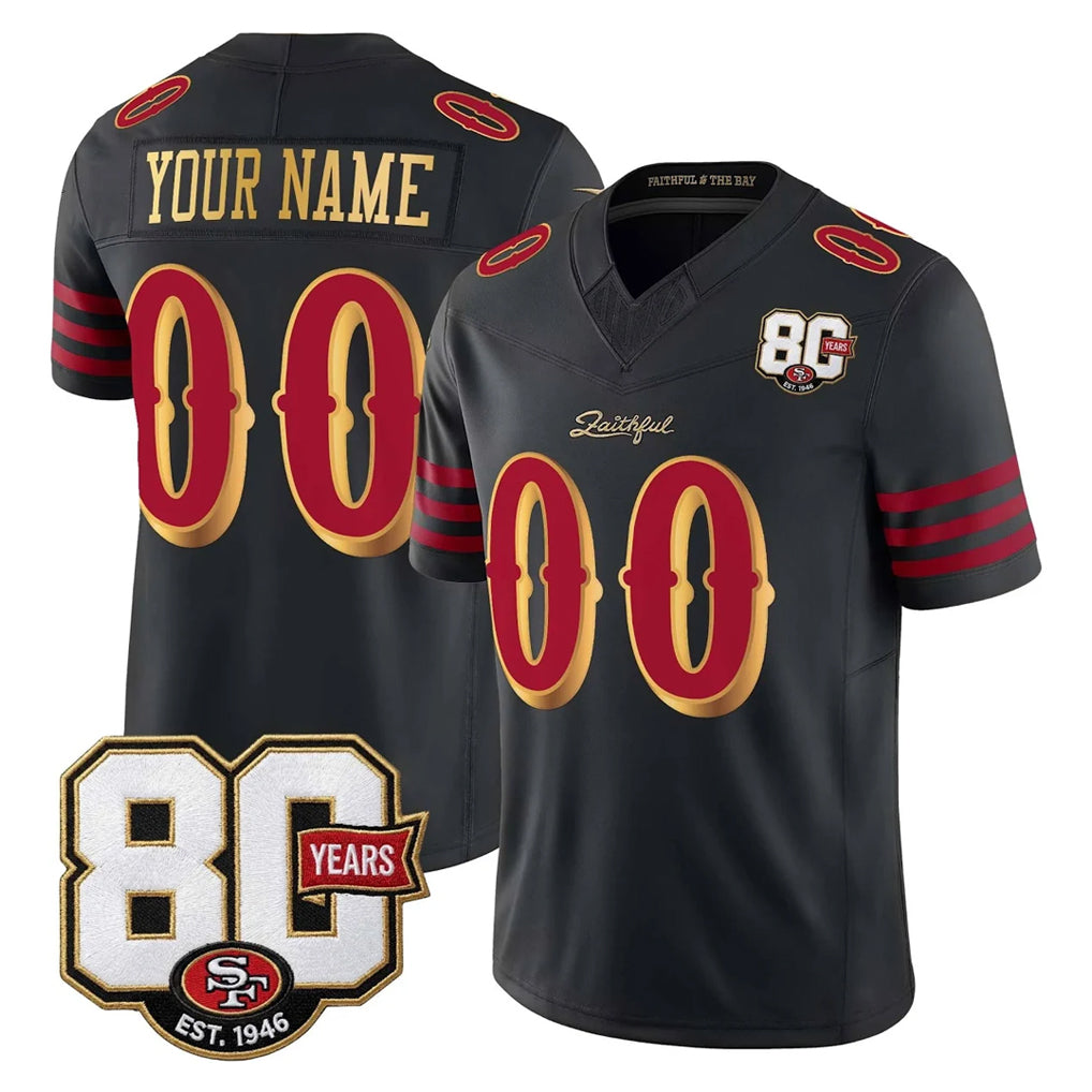 Custom SF.49ers Black Limited 80th Rivalries Collection Home Game Any Name & Numbers Ndoa Stitched Jerseys