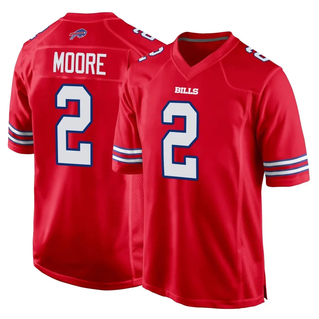B.Bills #2 DJ Moore Player Red Home Game Ndoa Stitched Jerseys
