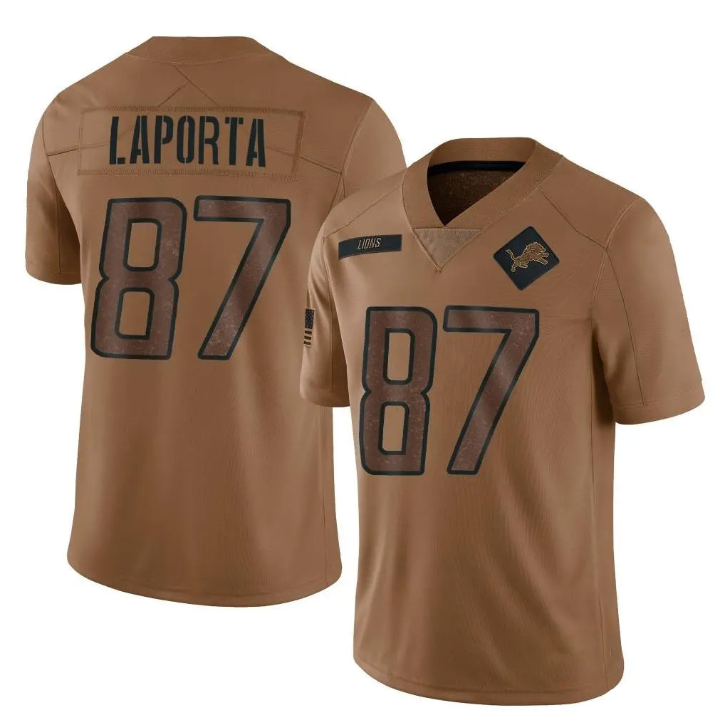 D.Lions #87 Sam LaPorta Player Brown Salute To Service Limited Ndoa Stitched Jerseys