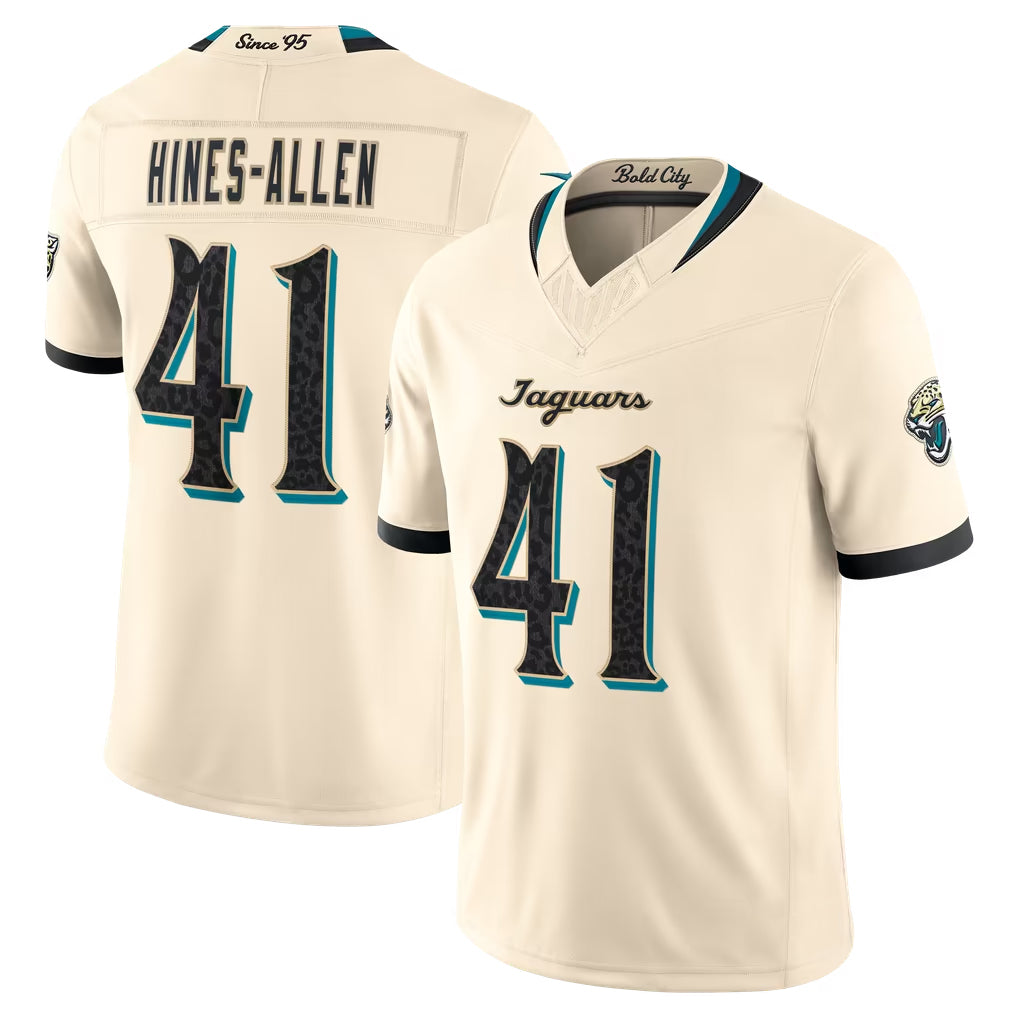J.Jaguars #41 Josh Hines-Allen Player Natural Limited 2026 Rivalries Collection Game Ndoa Stitched Jerseys