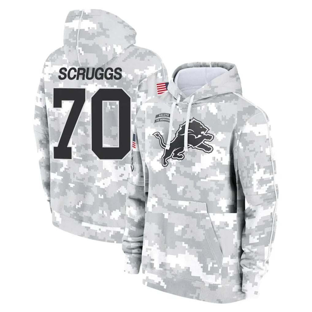 D.Lions #70 Juice Scruggs Player Arctic Camo Salute to Service Hoodies Limited Game Ndoa Stitched Jerseys