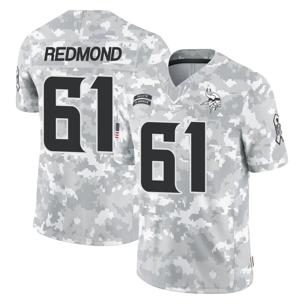 MN.Vikings #61 Jalen Redmond Player Arctic Camo Salute To Service Limited Game Ndoa Stitched Jerseys