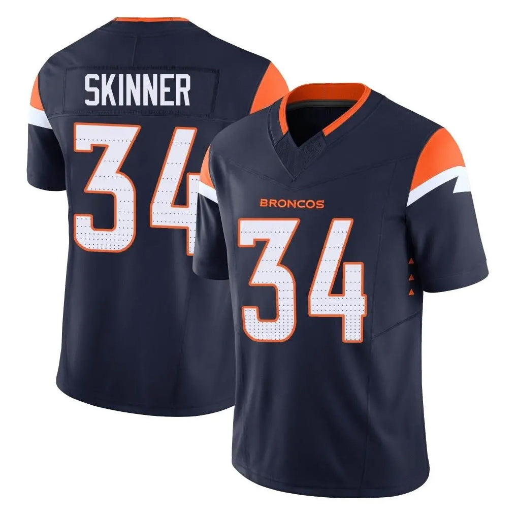 D.Broncos #34 JL Skinner Player Navy Limited Vapor F.U.S.E. Home Game Ndoa Stitched Jerseys