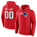 Custom NE.Patriots Red LOGO Pullover Hoodies Home Game Any Name & Numbers Ndoa Stitched Jerseys