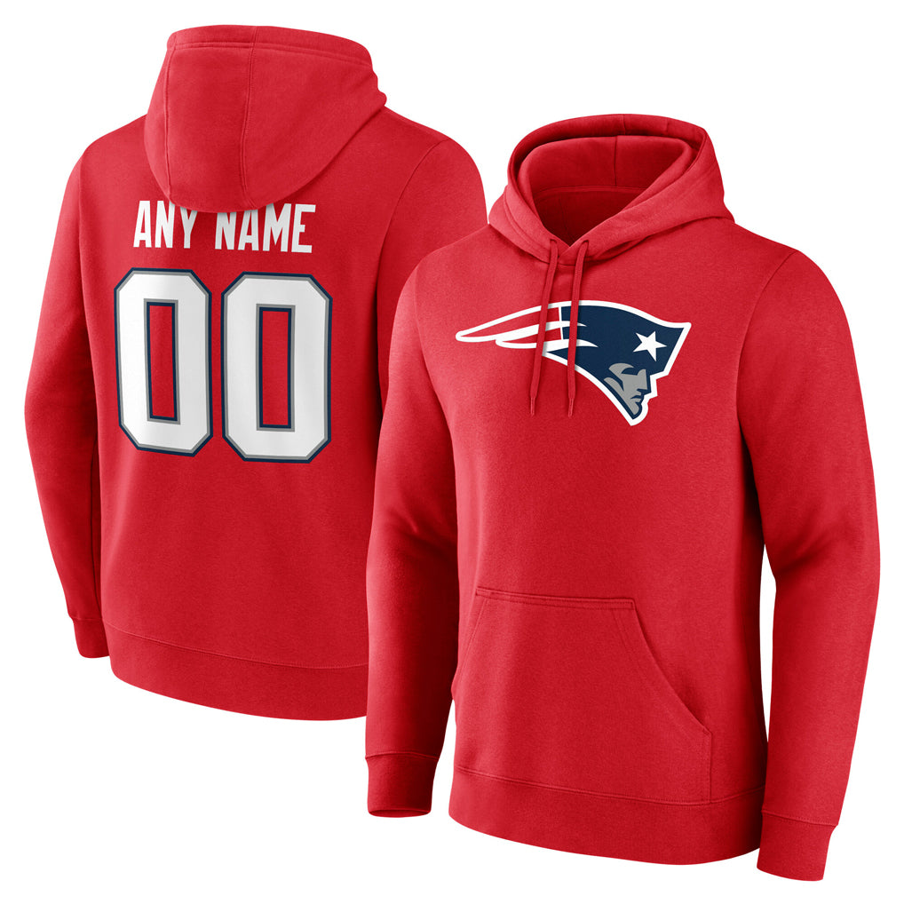Custom NE.Patriots Red LOGO Pullover Hoodies Home Game Any Name & Numbers Ndoa Stitched Jerseys
