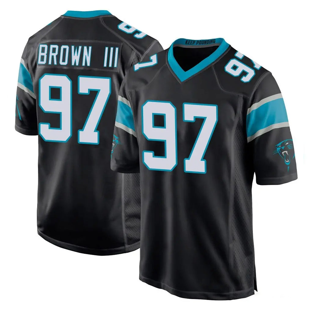 C.Panthers #97 Bobby Brown III Player Black Home Game Ndoa Stitched Jerseys