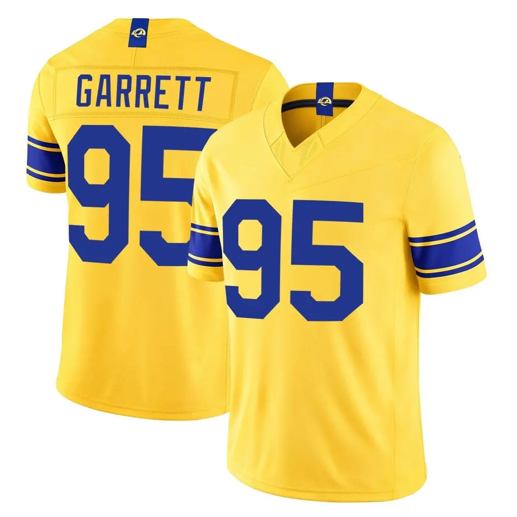 LA.Rams #95 Myles Garrett Player Gold Limited Classic Sol Vapor F.U.S.E.Home Game Ndoa Stitched Jerseys