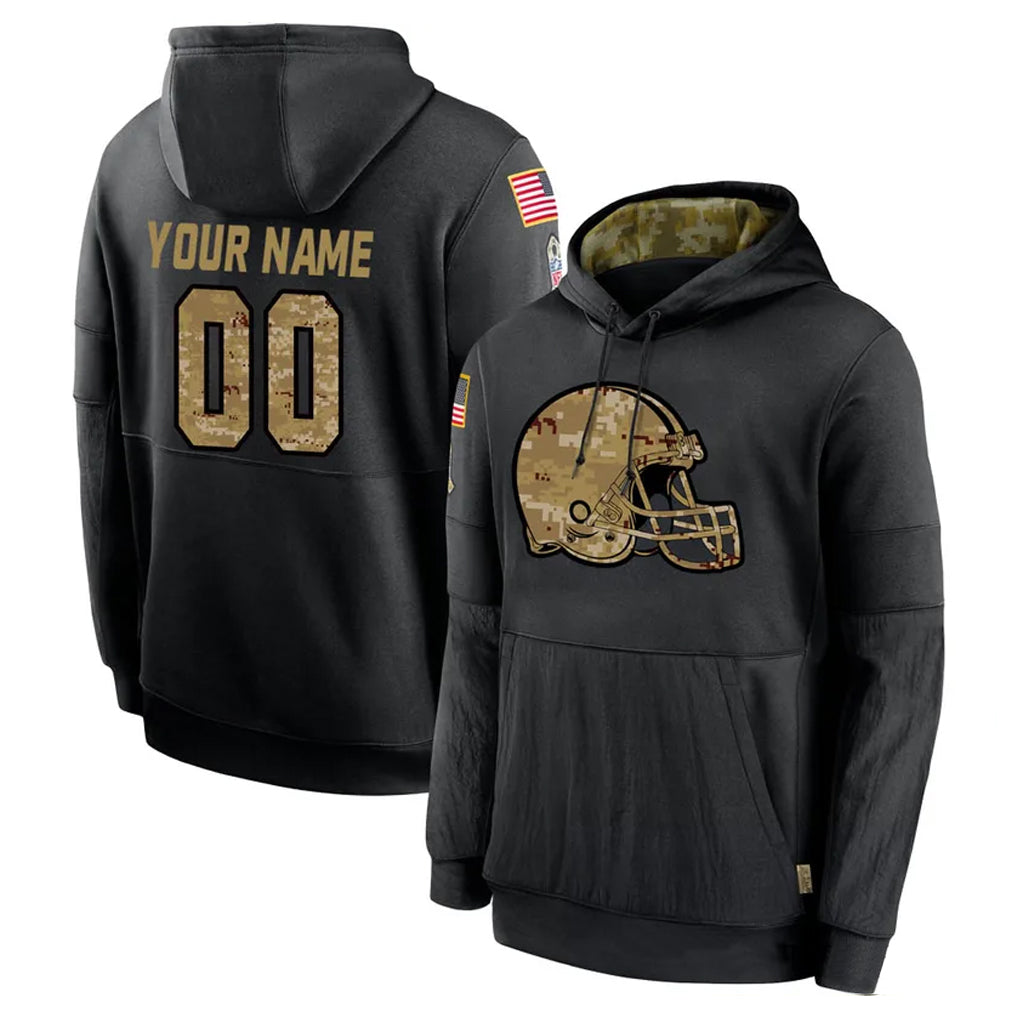 Custom C.Browns Black Salute to Service Pullover Hoodies Limited Any Name & Numbers Ndoa Stitched Jerseys