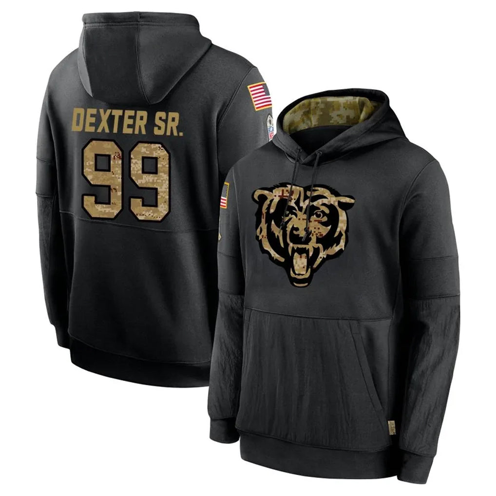 C.Bears #99 Gervon Dexter Sr. Player Black Salute to Service Pullover Hoodies Limited Ndoa Stitched Jerseys