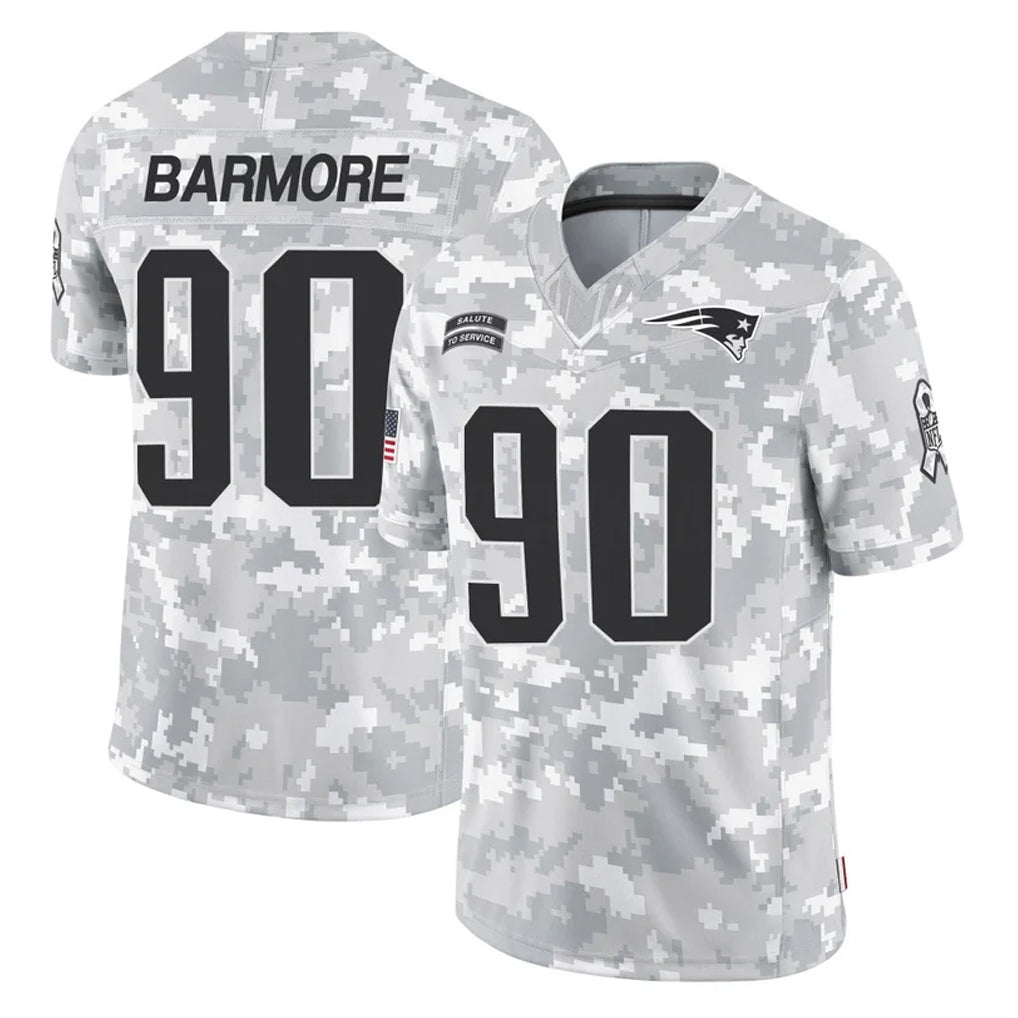 NE.Patriots #90 Christian Barmore Player Arctic Camo Salute To Service Limited Game Ndoa Stitched Jerseys