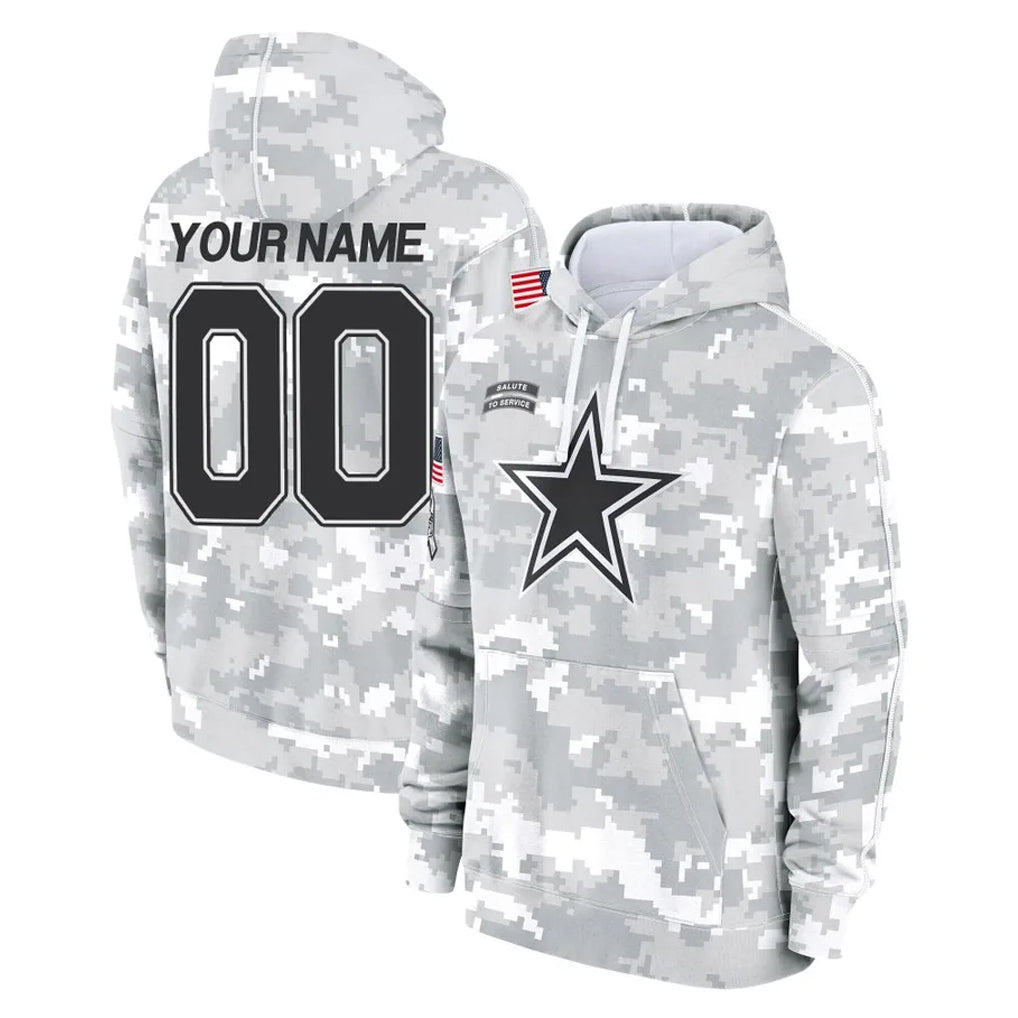 Custom D.Cowboys Arctic Camo Salute to Service Hoodies Limited Game Any Name & Numbers Ndoa Stitched Jerseys