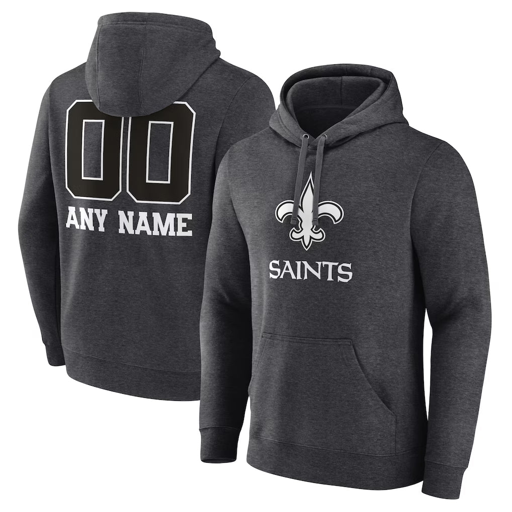 Custom NO.Saints Gray Pullover Hoodies Limited Any Name & Numbers  Ndoa Stitched Jerseys