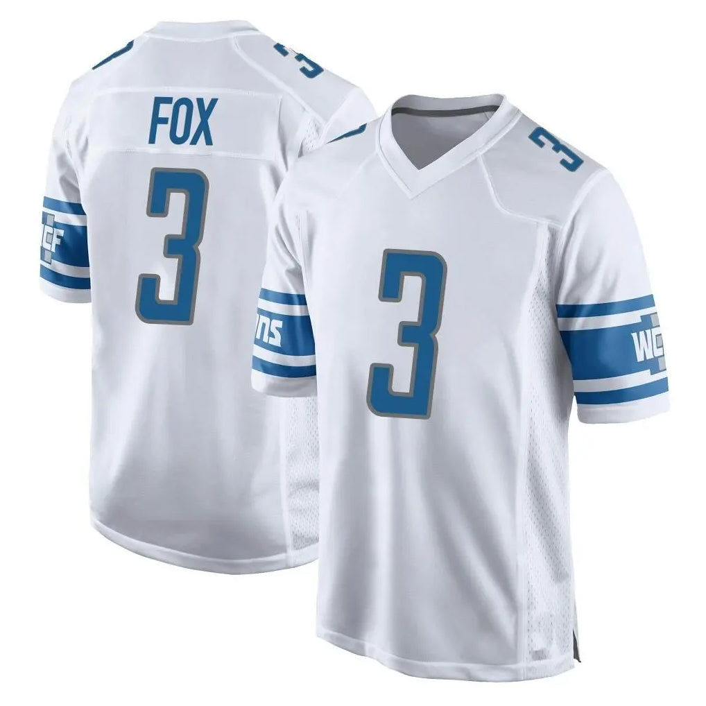 D.Lions #3 Jack Fox Player White Home Game Ndoa Stitched Jerseys