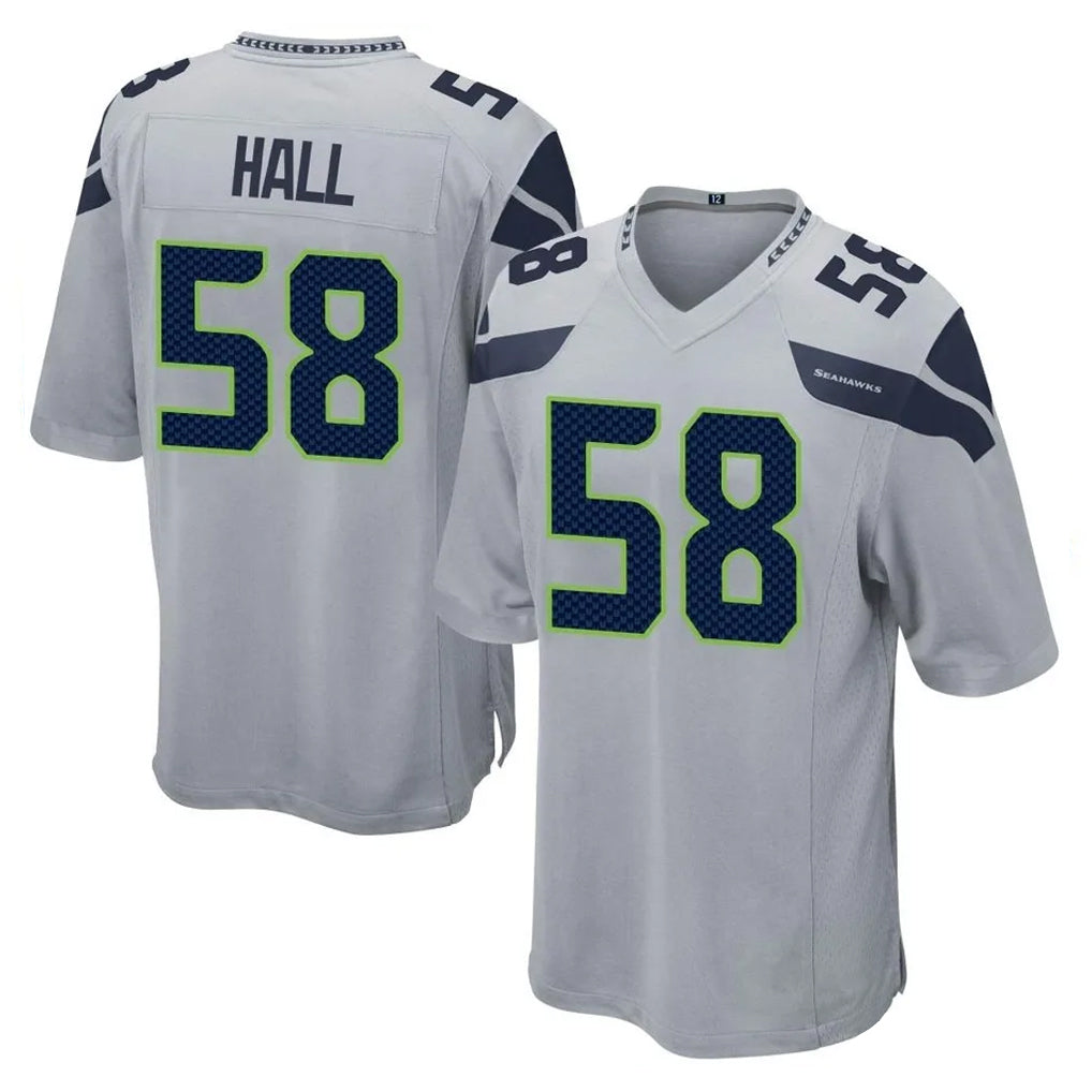 S.Seahawks #58 Derick Hall Player Gray Home Game Ndoa Stitched Jerseys