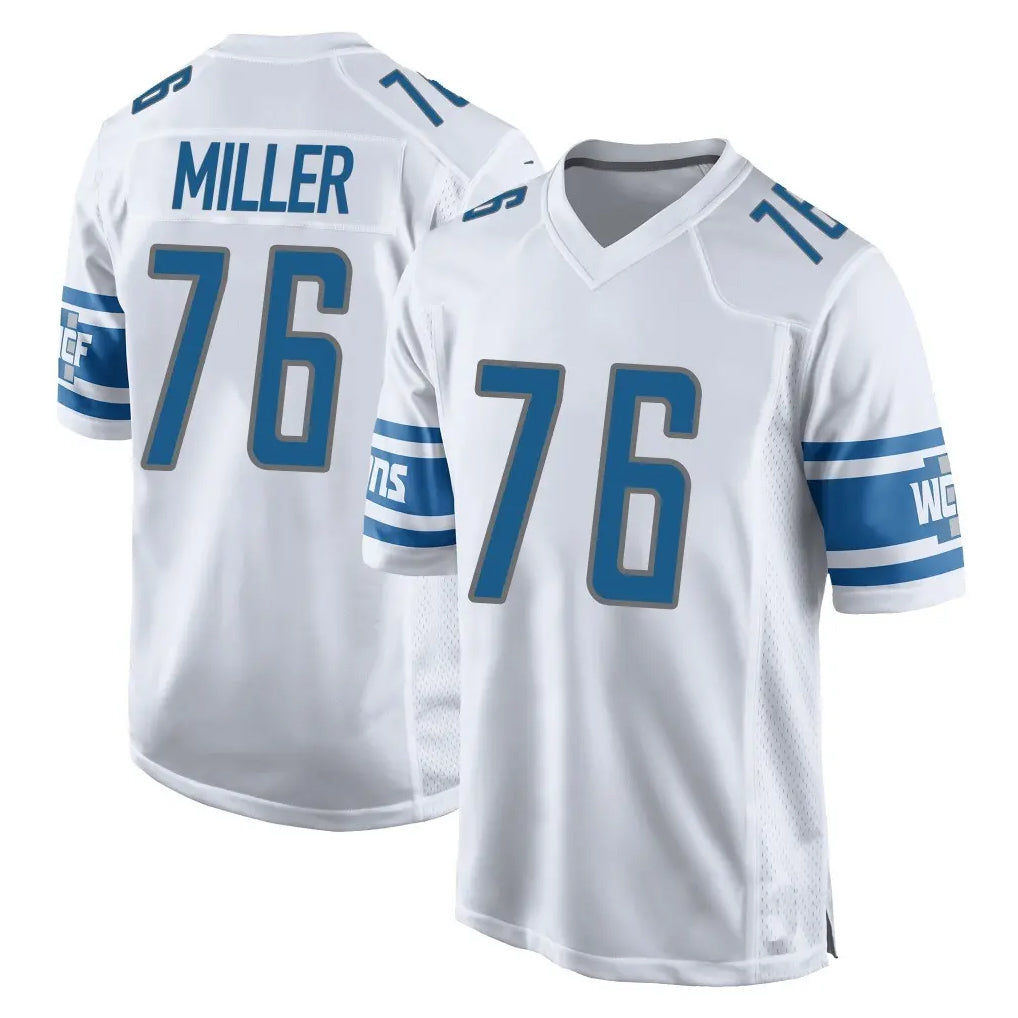 D.Lions #76 Blake Miller Player White Home Game Ndoa Stitched Jerseys
