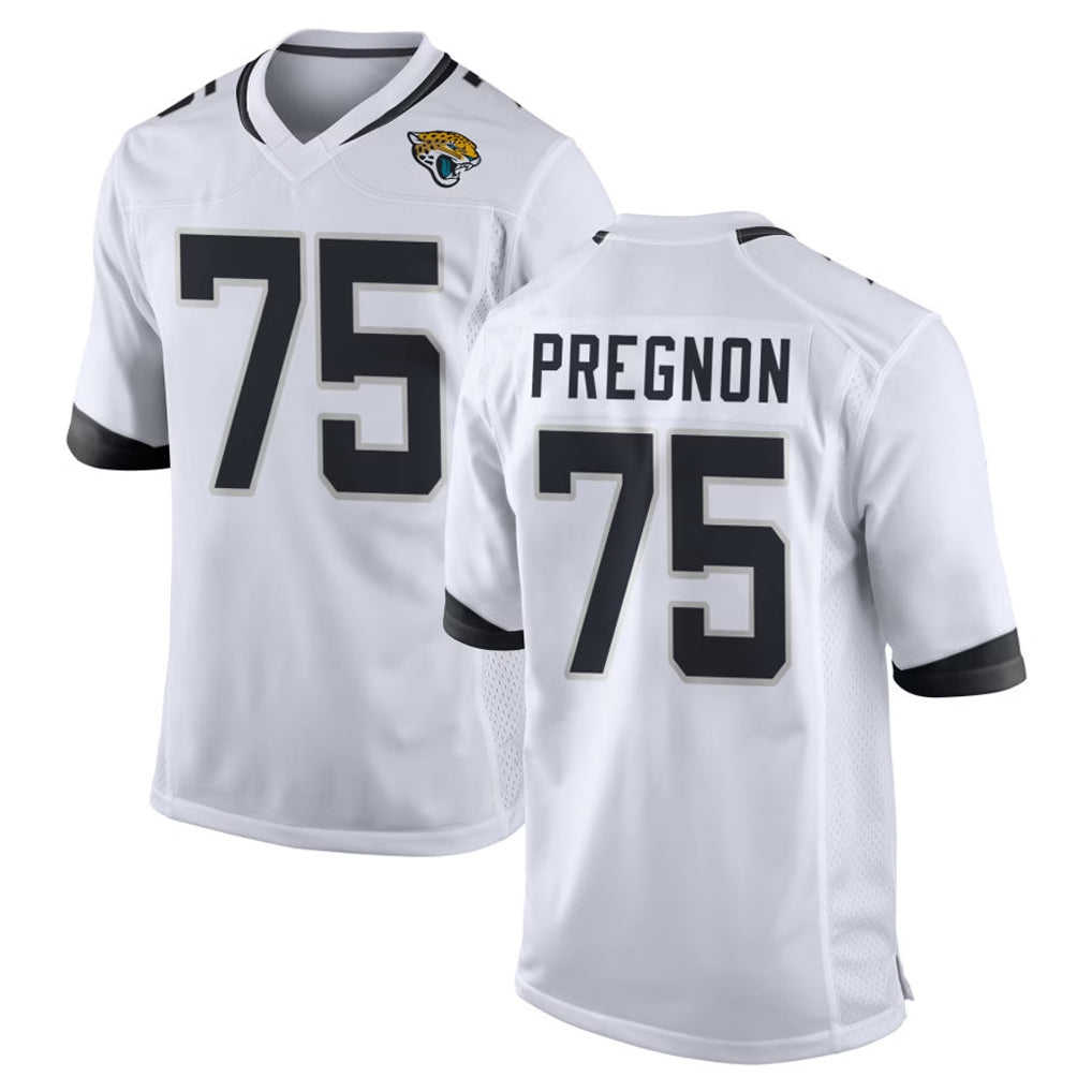 J.Jaguars #75 Emmanuel Pregnon Player White Home Game Ndoa Stitched Jerseys