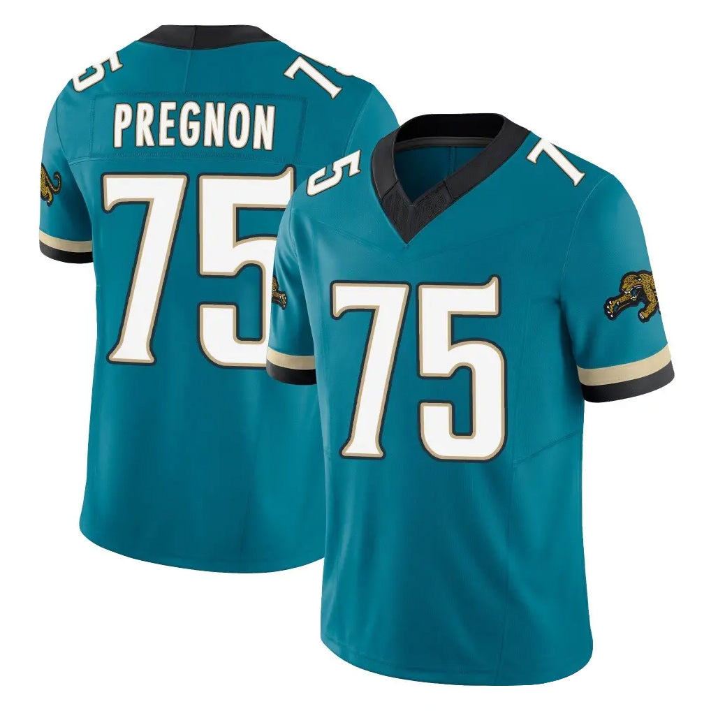 J.Jaguars #75 Emmanuel Pregnon Player Teal Prowler Throwback Vapor F.U.S.E. Limited Home Game Ndoa Stitched Jerseys