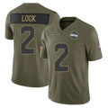 S.Seahawks #2 Drew Lock Player Olive 2025 Salute To Service Limited Home Game Ndoa Stitched Jerseys