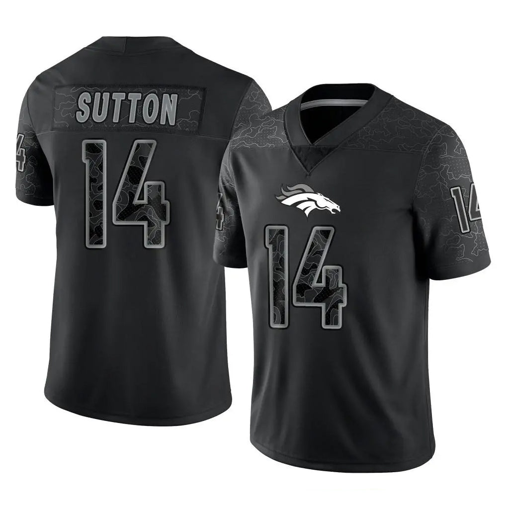 D.Broncos #14 Courtland Sutton Player Black Reflective Limited Ndoa Stitched Jerseys