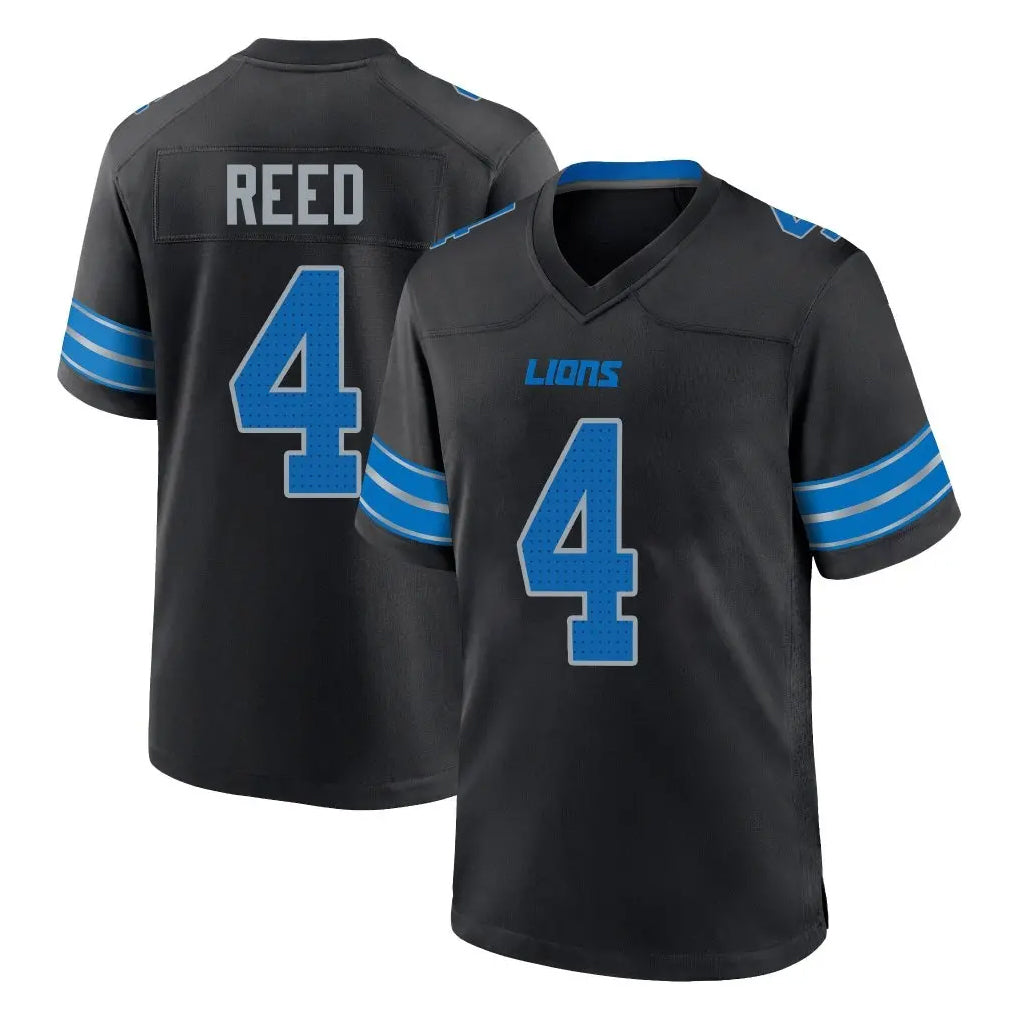 D.Lions #4 D.J. Reed Player Black Alternate Home Game Ndoa Stitched Jerseys