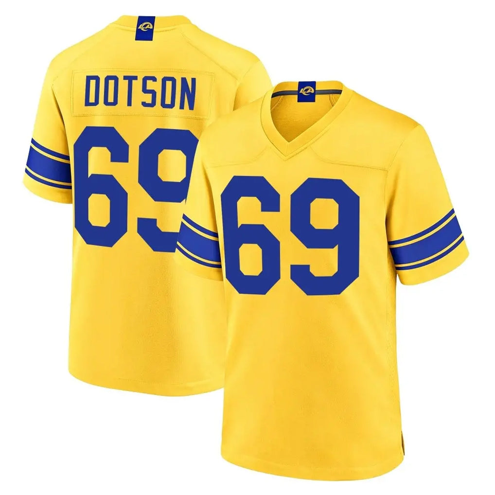 LA.Rams #69 Kevin Dotson Player Gold Classic Sol Home Game Ndoa Stitched Jerseys