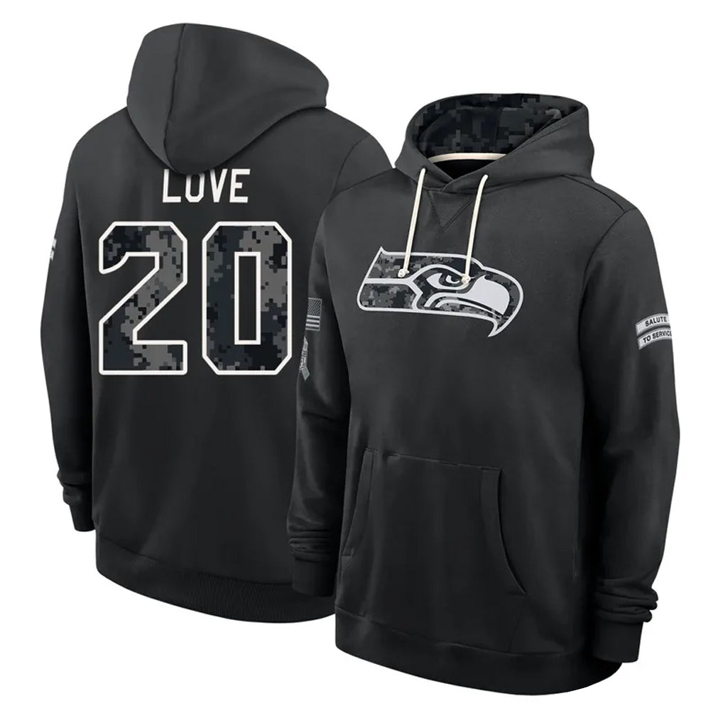 S.Seahawks #20 Julian Love Player 2026 Black Logo Pullover Hoodies Limited Game Ndoa Stitched Jerseys