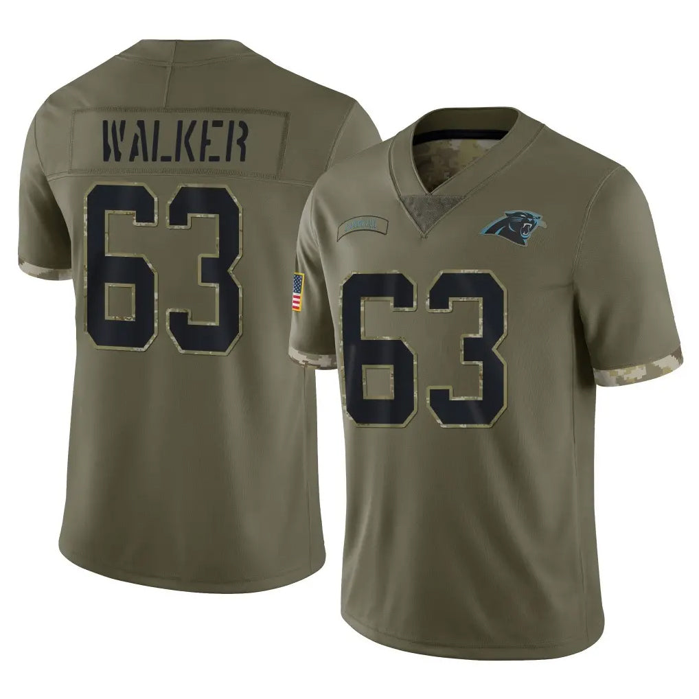 C.Panthers #63 Rasheed Walker Player Olive Salute to Service Game Ndoa Stitched Jerseys