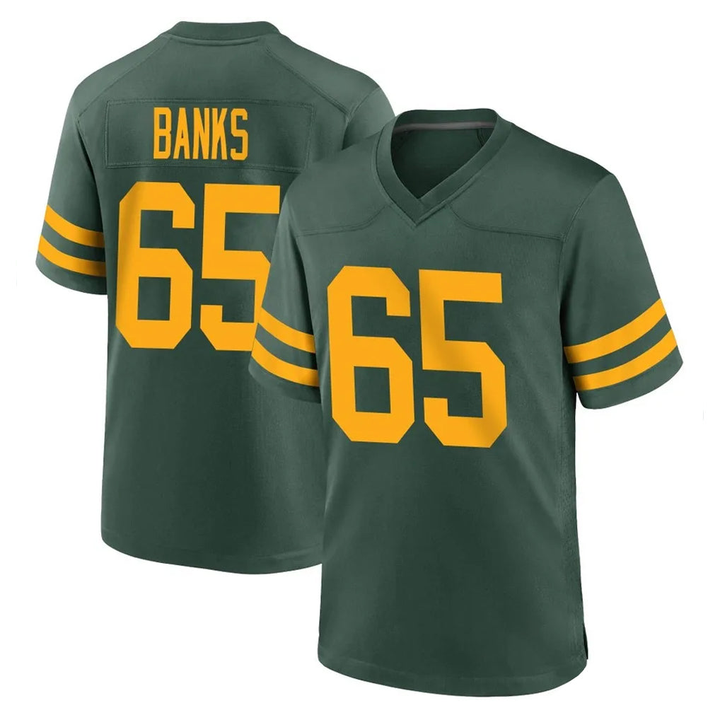 GB.Packers #65 Aaron Banks Player Green Alternate Home Game Ndoa Stitched Jerseys