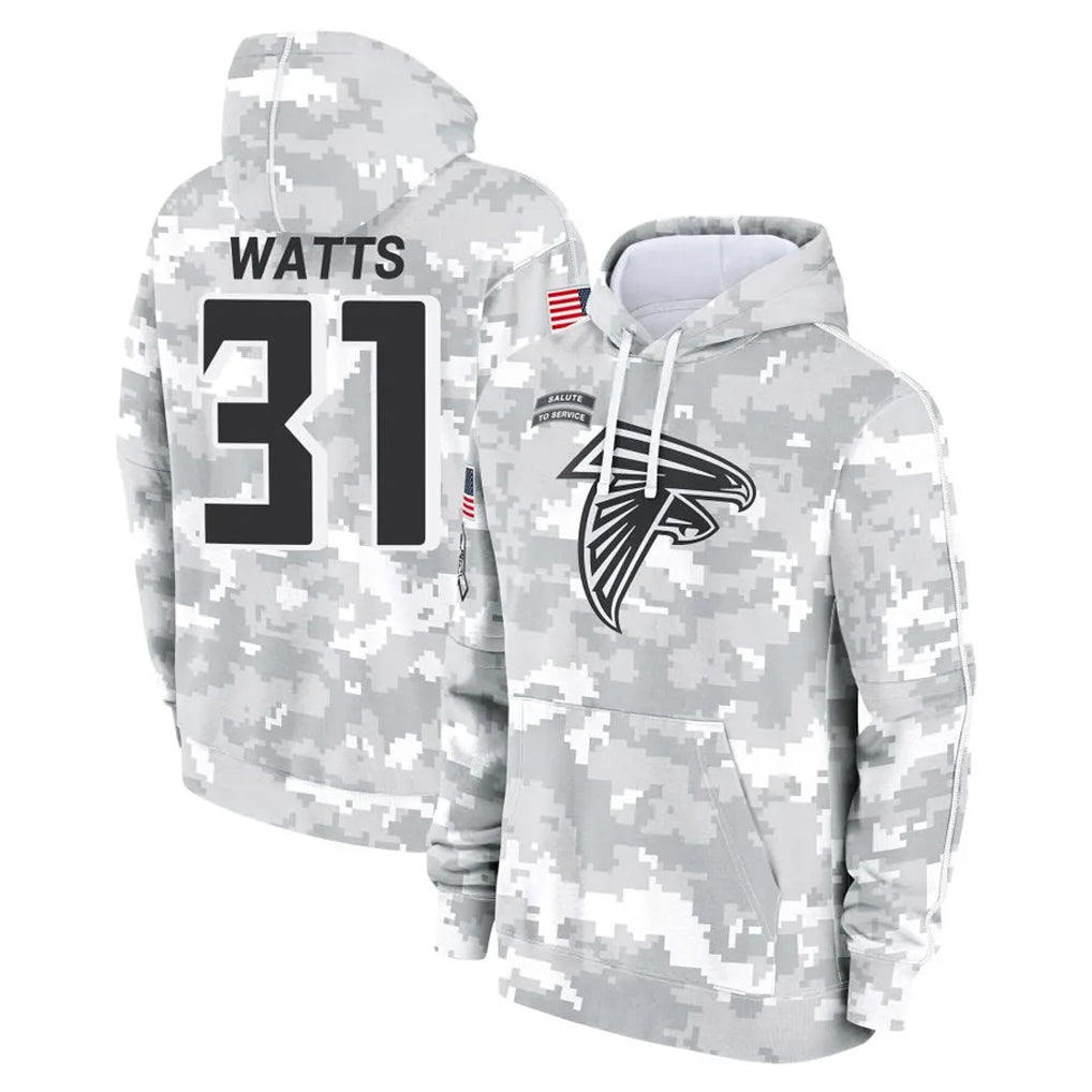 A.Falcons #31 Xavier Watts Player Camo Arctic Salute to Service Hoodies Limited Ndoa Stitched Jerseys